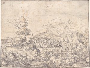 A grande paisagem com o moinho de água de Albrecht Altdorfer