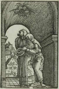O Encontro de Joaquim e Ana, de A Queda e Redenção do Homem de Albrecht Altdorfer