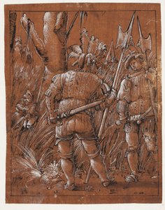 Dois lansquenets assistindo um par de amantes de Albrecht Altdorfer