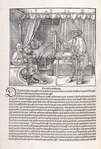 Um desenhista desenhando um retrato, usando uma moldura de desenho, 1525 de Albrecht Dürer