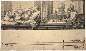 Artista desenhando um nu com dispositivo de perspectiva, 1538