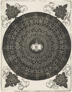 Exemplo de bordado com escudo retangular de Albrecht Dürer