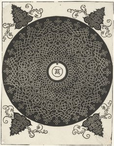 Exemplo de bordado com escudo redondo de Albrecht Dürer