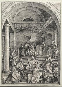 Cristo discutindo com os médicos, c. 1503-1504. de Albrecht Dürer