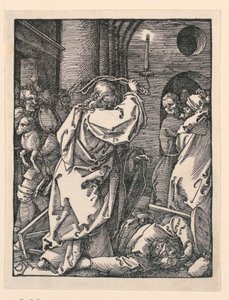 Cristo conduzindo os mercadores (ou cambistas) do templo, da série The Little Passion de Albrecht Dürer