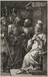 Cristo diante de Caifás, de A Paixão Gravada de Albrecht Dürer