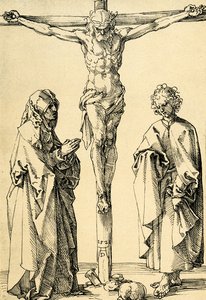 Cristo na cruz com Maria e João