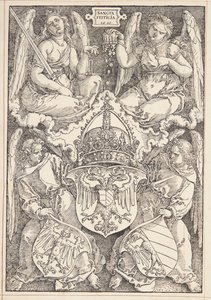 Brasão do Império e a cidade de Nuremberg de Albrecht Dürer