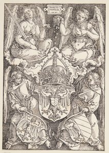 Brasão do Império e a cidade de Nuremberg de Albrecht Dürer