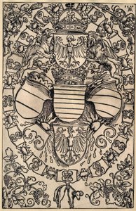 Brasão de armas de Maximiliano como rei dos Romanos de Albrecht Dürer