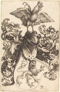 Brasão com um leão e um galo de Albrecht Dürer