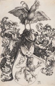Brasão com um leão e um galo de Albrecht Dürer