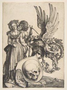 Brasão de armas com uma caveira, 1503. de Albrecht Dürer
