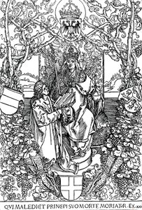 Conrad Celtis apresenta seu livro quatro livros adora Maximilian 1 de 1502 1906 de Albrecht Dürer