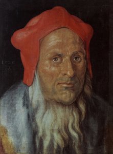 Alemão: Retrato de um homem barbudo com um boné vermelho Retrato de um homem de Albrecht Dürer