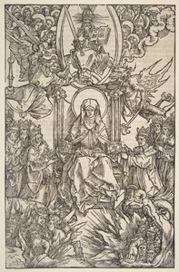 Ilustração de Revelations Sancte Birgitte, Koberger Nuremberg 1502 German Text.n.d. de Albrecht Dürer
