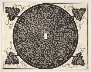Padrão de cordão entrelaçado com escudo recortado de Albrecht Dürer