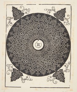 Padrão de cordão entrelaçado com medalhão branco de Albrecht Dürer