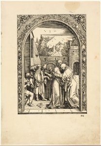 Joaquim e Santa Ana se encontram no Golden Gate, de A Vida da Virgem de Albrecht Dürer