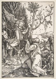Joachim e o anjo, de A vida da virgem, ca. 1504 de Albrecht Dürer