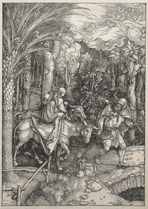 Vida da Virgem: Voo para o Egito, 1504-1505. de Albrecht Dürer