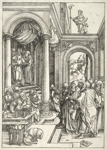 Vida da Virgem: Apresentação da Jovem Virgem no Templo, 1504-1505. de Albrecht Dürer