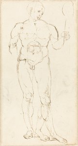 Nu masculino segurando um espelho [reto] de Albrecht Dürer
