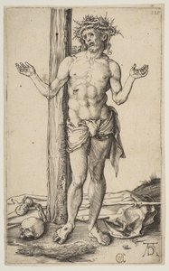 Homem de dores com os braços estendidos, ca. 1500. de Albrecht Dürer