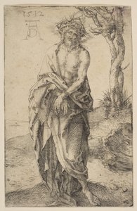 Homem de dores com as mãos amarradas, 1512. de Albrecht Dürer