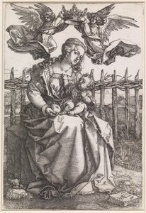 Maria com o Menino, coroada por dois anjos de Albrecht Dürer