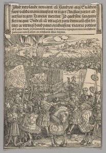 Maximiliano e Henrique VIII da Inglaterra, placa 22 de Cenas Históricas da Vida do Imperador Maximiliano I do Arco do Triunfo de Albrecht Dürer