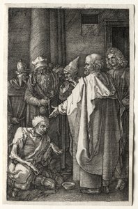 Pedro e João Curando o Aleijado no Portão do Templo, 1512. de Albrecht Dürer