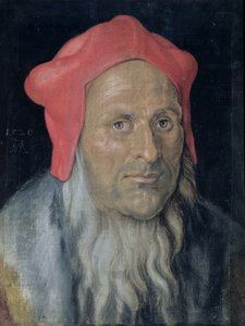 Retrato de um homem de barba em um chapéu vermelho, 1520 de Albrecht Dürer
