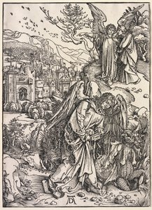 Revelação de São João: Anjo com a chave do abismo de Albrecht Dürer