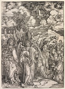 Revelação de São João: quatro anjos sustentando os ventos, 1511. de Albrecht Dürer