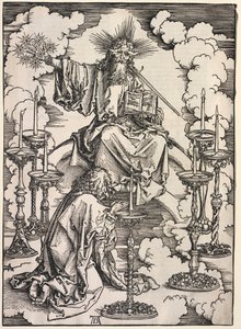 Revelação de São João: São João Vendo os Sete Castiçais, 1511. de Albrecht Dürer