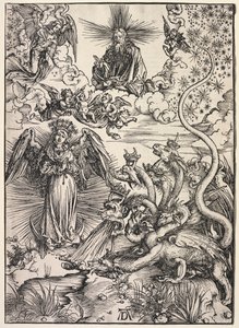 Revelação de São João: A Mulher Vestida de Sol, 1511. de Albrecht Dürer