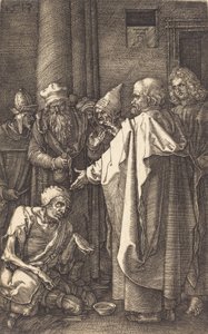 São Pedro e São João curando um aleijado no portão do templo, 1513. de Albrecht Dürer