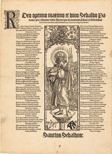 São Sebaldo em pé em uma coluna de Albrecht Dürer
