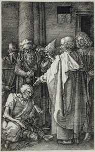 Os santos Pedro e João curam um aleijado à porta do Templo de Albrecht Dürer