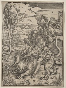 Sansão a matar o leão de Albrecht Dürer