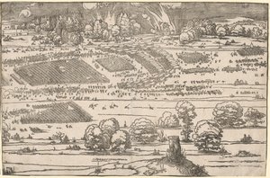 Cerco a uma fortaleza: porção esquerda. de Albrecht Dürer
