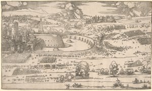 Cerco a uma fortaleza: porção direita. de Albrecht Dürer