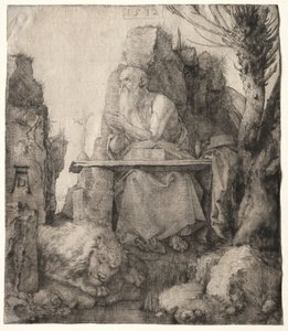 São Jerônimo sentado perto de um salgueiro Pollard, 1512. de Albrecht Dürer
