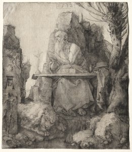 São Jerônimo sentado perto de um salgueiro Pollard de Albrecht Dürer