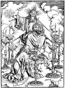 A Visão de São João de Cristo e os Sete Castiçais do Apocalipse, c. 1497 de Albrecht Dürer