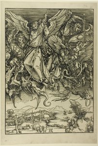 São Miguel lutando contra o dragão, de O Apocalipse de Albrecht Dürer