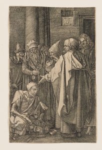 São Pedro e São João curam um aleijado à entrada do templo de Albrecht Dürer