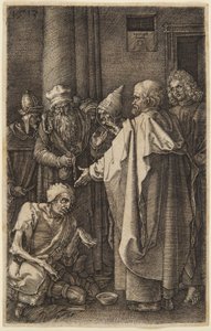 São Pedro e São João curando o aleijado (n.º 16 da Paixão gravada) de Albrecht Dürer