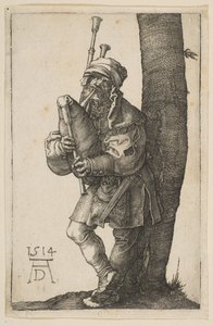 O tocador de gaita de foles, 1514. de Albrecht Dürer